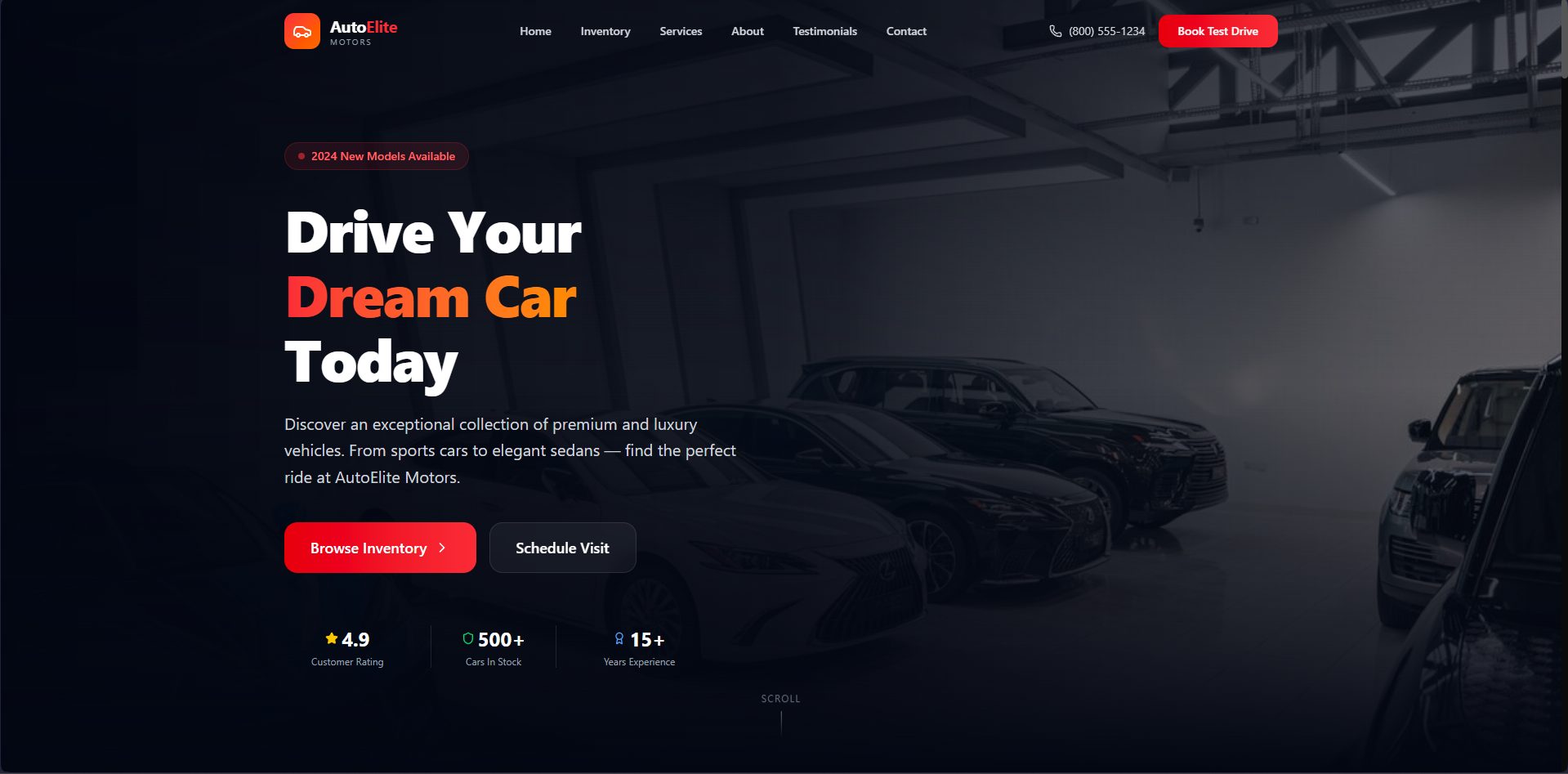 AutoElite Motors website mockup