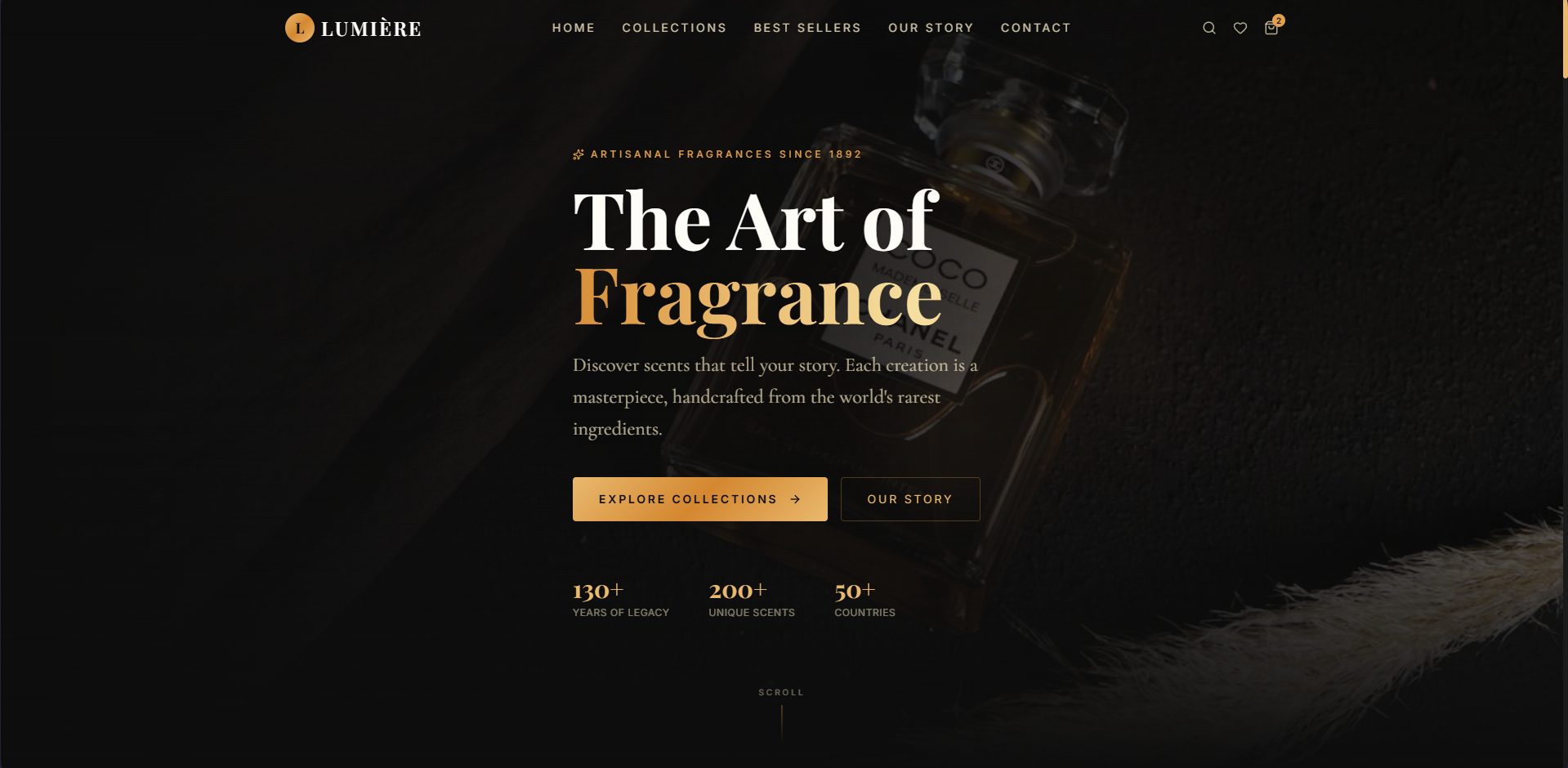 Lumière fragrance website mockup